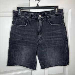 Anthropologie Pilcro Black Cut Off Raw Hem Bermuda Jean Denim Shorts Women 27